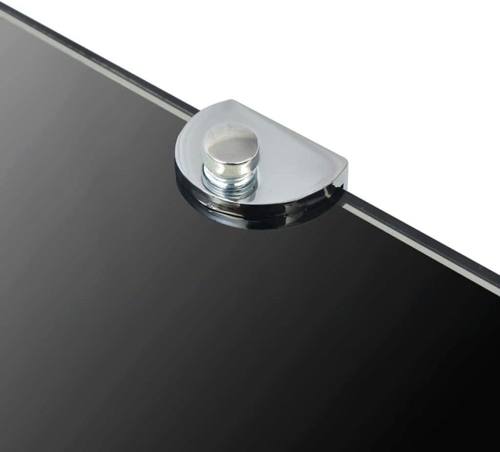 Black Corner Shelf Wall Mounted Small Floating Triangular Shelf for Bathroom Kitchen Storage Tempered Glass Display Rack 9.8 x 9.8 Inch