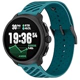 GIOPUEY 22mm Bracelet Compatible avec Suunto Race 2/Race S/Run/Vertical/Ocean/5 Peak/9 Peak Pro, Souple TPU Sangle Bracelet [Conception de couleur d'pissage] - Blue/blue