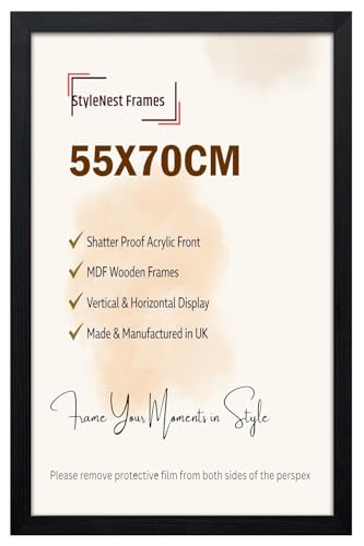 Modern Large Black Wide 70x55 Cm - 21.65 x 27.55 Inch Poser Frames | Jigsaw Puzzle 700 x 550mm With Backboard & Styrene | Mdf Wood 55 x 70 cm Vertical/Horizontal