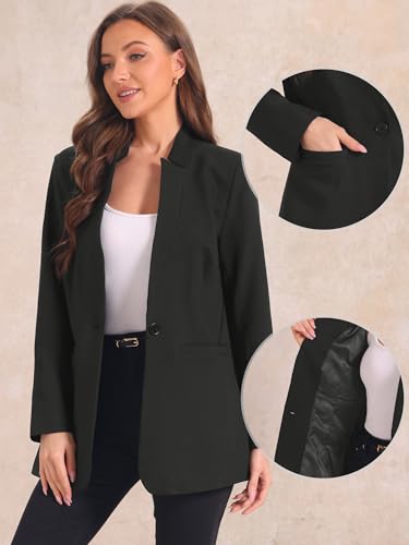 Allegra K Work Blazers for Women's Long Sleeve V Neck Business Outfits Jackets Blazer2