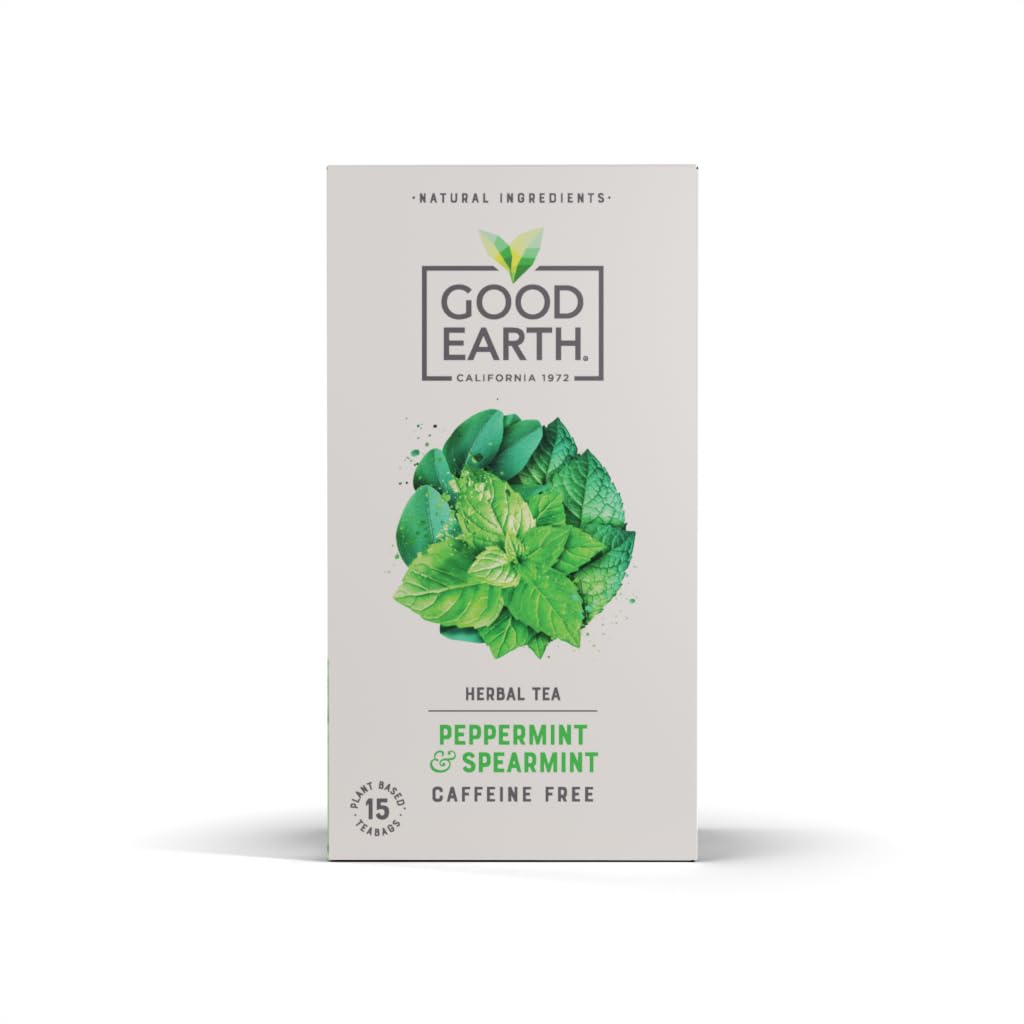 Good Earth Tea Co. Peppermint & Spearmint Tea Bags – Refreshing Mint Blend with Peppermint, Spearmint and Eucalyptus – 15 Plant-Based Teabags