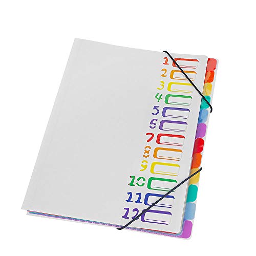 ドキュメントファイル A4 12ポケット 書類 分類 ファイルケース 持ち運び (白ー12ポケット)