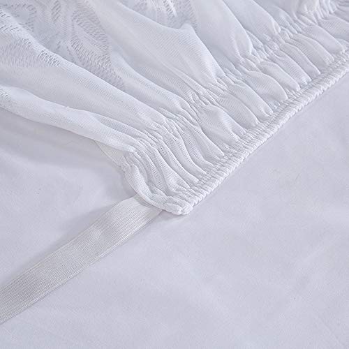 Tebery Lace Trimmed Elastic Bed Wrap Easy Fit Dust Ruffle Bedskirt (Full) #TOP2