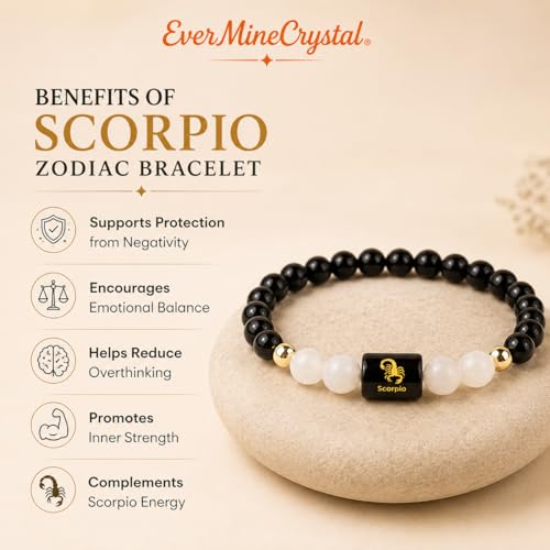 Image of Zodiac Crystal Bracelet for Men & Women | Aries (Mesh), Taurus (Vrishabh), Gemini (Mithun), Cancer (Karka), Leo (Simha), Virgo (Kanya), Libra (Tula), Scorpio (Vrishchik), Sagittarius (Dhanu), Capricorn (Makar), Aquarius (Kumbh), Pisces (Meen) | Natural Healing Crystal Astrology Bracelet for Positivity, Protection & Balance