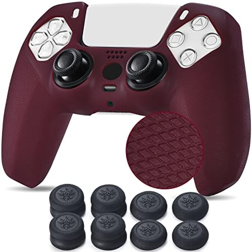 YoRHa Studded Silicone Rubber Gel Customizing Skin Cover for PS5 Dualsense Controller x 1(Camouflage Blue) With Pro thumb grips x 10