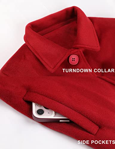 Springrain Womens Pea Coat Elegant Overcoat Single Breasted Winter Coat Dress Coat With Pockets(Red-Xl) #TOP2