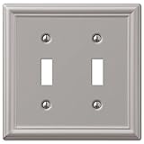 Amerelle 149TTBN Chelsea Steel Double Toggle Wallplate, Brushed Nickel Wall Plate