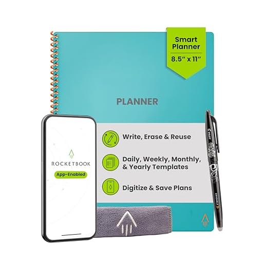 Rocketbook Panda Planner - Reusable Daily, Weekly, Monthly, Planner with 1 Pilot Frixion Pen & 1 Microfiber Cloth Included - Teal Cover, Letter Size (8.5" x 11")
