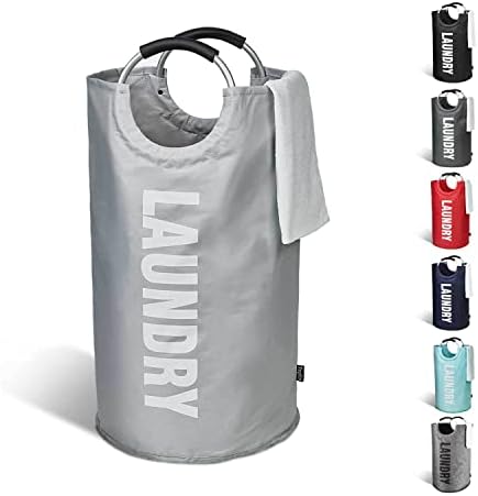 KEPLIN Collapsible Large Laundry Basket - Dark Grey, 82 L | Foldable Hamper Basket | Easy to Carry Washing Baskets for Laundry | Clothes Hamper for Kids Bedroom, Bathroom, Nursery, Utility Room