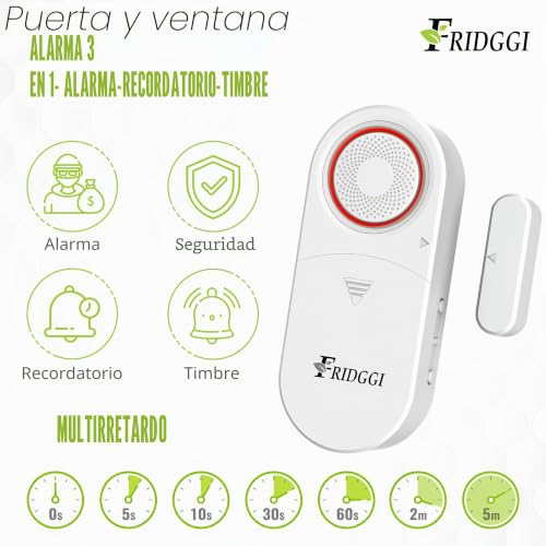 Miniatura 2 de Alarma 3 En 1: Alarma De Puerta Con Retardo Para Congelador, Hogar, Oficina, 0 5 10 30 60 Segundos, 2 5 Minutos, Recordatorio De Puerta Cerrada, 80 A 120 Db, Timbre De Puerta De Retardo De Tiempo