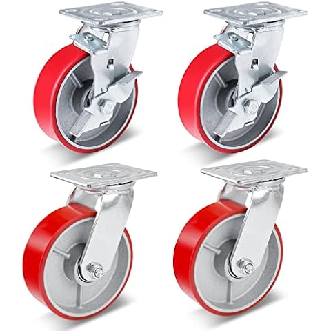 Nefish 6 Inch Industrial Casters Set of 4 Heavy Duty 4800 LBS for Industial (2 Swivel & 2 Brake) Cover