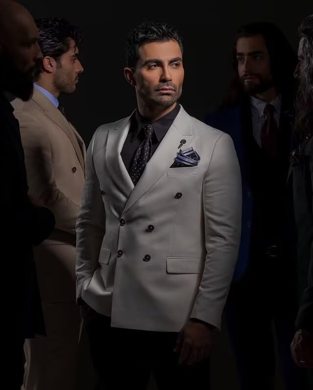 Men's Double Breasted Blazer Lightweight Sport Coat Blazers Solid Casual Suit Jackets for Men4