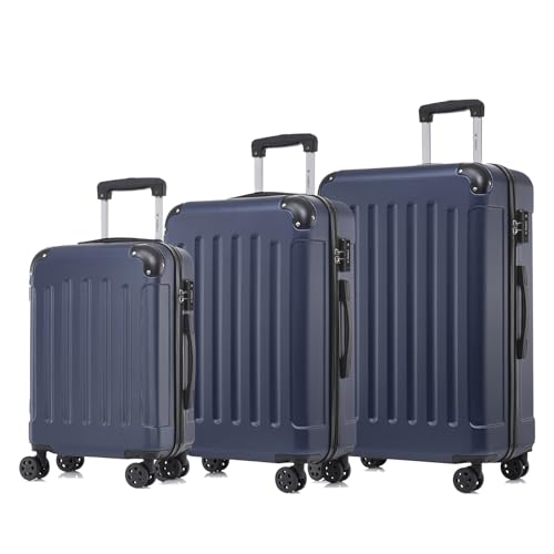 yonsly Koffer Suitcase, Trolley Reisekoffer, Rollkoffer Handgepäck mit 4 Rollen 360°, ABS Hartschalen, Sicherheitsschloss, Weicher Gummigriff, 210D-Futter