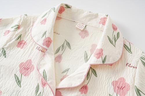 Vopmocld Girls Button Down Pajama Sets Soft Polyester Lapel Collar Long Sleeve Long Pants Sleepwear for Teen Cozy Nightwear2