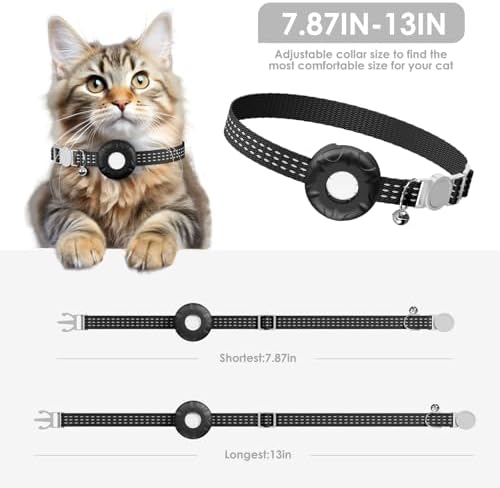 Cat Tracker, Cat Tracker Collar with Safety Elastic Buckle, Works with Any Collar, GPS Tracker for Cats, Compatible with Apple Find My App (Only iOS), No Monthly Fee, Waterproof, Black — 사진 4