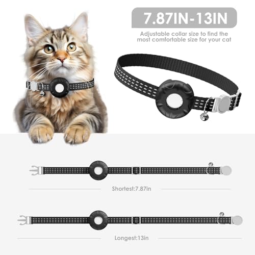 Image of Cat Tracker, Cat Tracker Collar with Safety Elastic Buckle, Works with Any Collar, GPS Tracker for Cats, Compatible with Apple Find My App (Only iOS), No Monthly Fee, Waterproof, Black