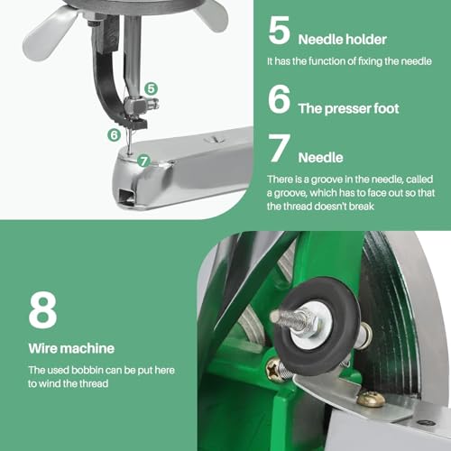 Leather Sewing Machine, Shoe Repair Machine Cobbler Sewing Machine with Dual Cotton Nylon Line Canvas Leather Stitching Machine for Shoes Tents by FAHKNS - Image 6
