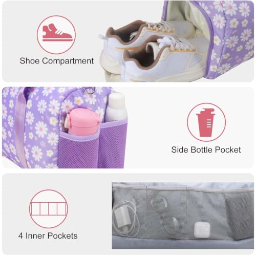 Gym Travel Duffle Bag for Girls - Gymnastics Sports Dance Bag with Shoe Compartment & Wet Pocket Panda Kids Travel Bag Teens Weekender Sleepover Carry On Bag by RHCPFOVR - Used condition - Image 4