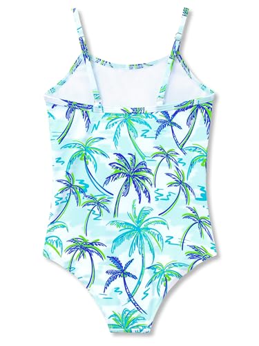 Image of Girls One Piece Swimsuits Adjustable Double Strap for Kids Palm Tree Print Toddler Bathing Suit Size 2T-10