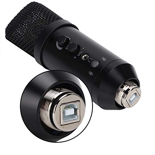 Microfone condensador, fácil de instalar Microfone de podcast cardióide USB de liga de zinco de baix