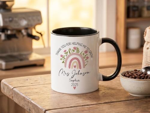 Personalized Teacher Mug, Custom Coffee Cup for Teacher Appreciation, Unique Thank You Gift With Name, Back to School Present, End of Year, Teacher Birthday, Staff, Mentor, Educator, Classroom Gift
