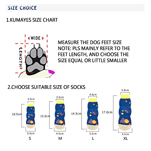 KUMAYES 4 Pezzi Calzini Antiscivolo per Cani e