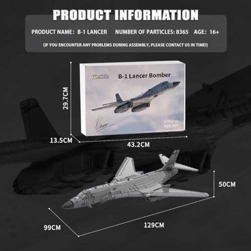 B-1 Lancer Bomber Building Blocks, 1/35 Scale Military Theme Fighter Jet Building Bricks, Desktop Display and Collection Model (6718PCS) — 사진 2