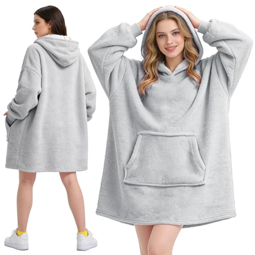 Moiuguli Hoodie Decke mit Ärmeln, Oversize Hoodie Sweatshirt,...