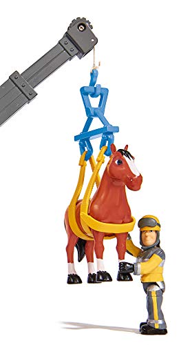Simba 109258280 - Feuerwehrmann Sam Phoenix mit Figur und Pferd, 23cm, Mit Sam Figur und Pferd, Ausfahrbarer Kran, Mit Blaulicht