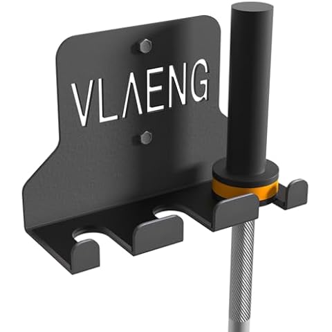 Olympic Barbell Hanger, Barbell Holder Wall Mount 3 Hooks, Black Powder Coated Barbell Storage, Garage Gym Bar Wall Rack, Space Saving Commercial or Home Gym Accessory Holds Under 34mm Bar Size Cover