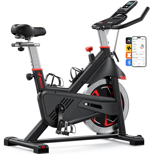 Merach Indoor Spin Bike with App, Seat, Tablet Mount, 300 lb