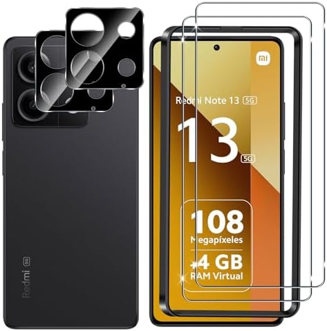 [2 Pezzi] Vetro Temperato Per Xiaomi Redmi Note 13 4G/5G – Pellicola 9H, Trasparente, Antiurto, Bordi 2.5D