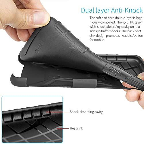 Tkmore Dual-Layer Cell Phone Case For Samsung Galaxy A10 M10 With Belt Clip Holster And Kickstand Holder Anti-Knock Cover Black #TOP6