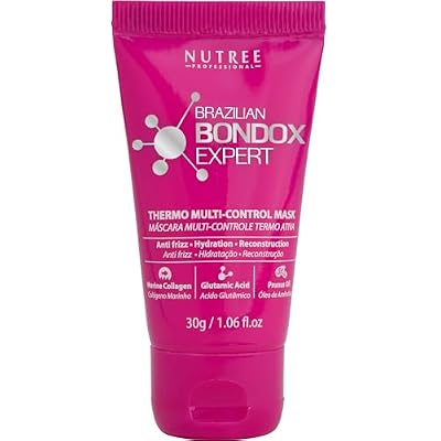 Brazilian Bondox Hair Treatment Masks Set Thermal Activated Mask 1.06 oz + Thermal Repair Mask 33.8 oz Seaweed Collagen, Prunus & Almond Oil Formaldehyde-Free, Moisture Boost, Frizz Control