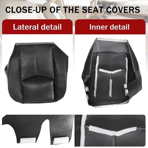 NLQR Driver Side Bottom Seat Cover Replacement Leather Compatible with Chevrolet Silverado Avalanche Tahoe Suburban Yukon XL GMC Sierra 1500 2500 3500 2003-2007 Left Lower Synthetic Leather Dark Pewte by NLQR - Image 7