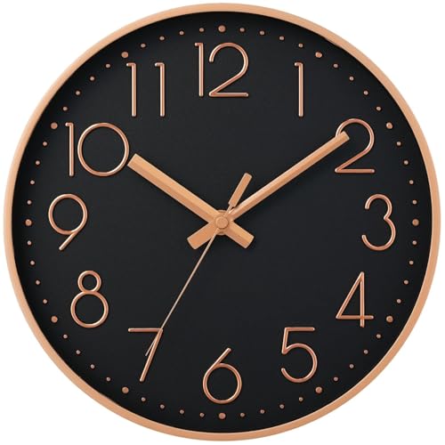 DAXSMY Wall Clock 8 Inch Silent Non Ticking Modern 3 D Wall Clocks Battery Operated Decorative