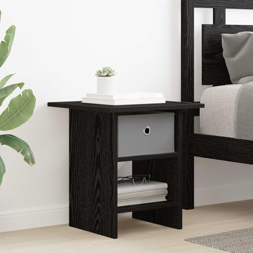 Table de chevet noire aspect chêne en bois au design moderne et finitions soignées - 2