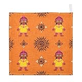 GuoChe Paquete de 3 paños de algodón con diseño de figura cultural y sol para niños, toallas para niños, niñas, paños absorbentes para la cara