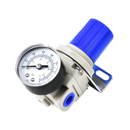 BLCH 1/4 BSP Druckluftregler - Druckregler für Kompressor, Kompressorregler mit Lufttrocknungssystem AR2000-02 inkl. Manometer (0-160 PSI)