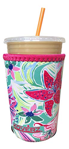 Image of Iced Coffee Sleeve, Insulated Neoprene Cup Sleeve, Fits a 24 Oz. Coffee Cup, Washable and Reusable, Iced Coffee Accessories, Medium Lilly