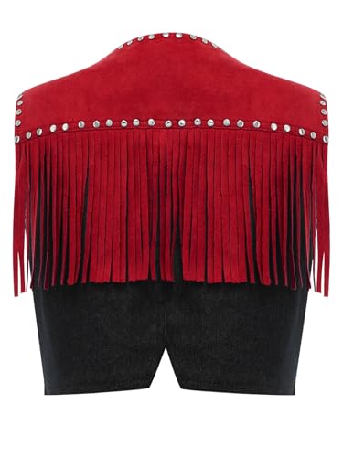 Unisex Kids Movie Role Gear Classic Western Cowboy Denim Vest Rivet Fringe Tassels Tank Top Waistcoat2