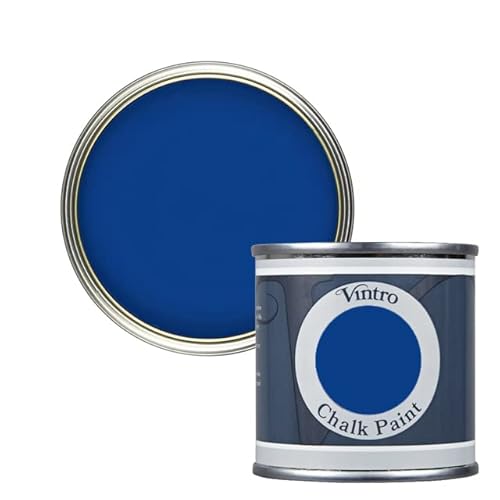 Vintro Paint | Deep Blue Chalk Paint for Furniture | Shabby Chic | Ultra Matt Finish | 125ml (Paris Blue)