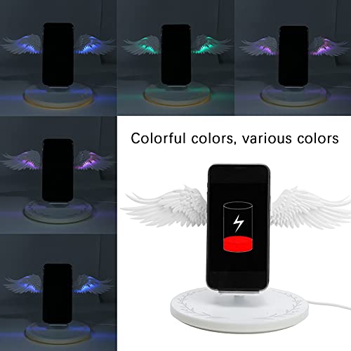 Wireless Charger,10W Angel Wing Style Wireless Fast Charging Stand,Multifunction Cordless Charging Stand For Mobile Phone Universal For Office Home #TOP2