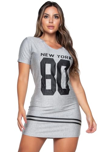 Camisa BRV Comercio Longline Vestido Camisão Feminino Ny Kings Swag 099 CINZA (G)