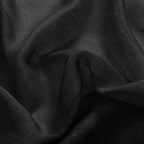 Donren Luxury Soft Sheer Curtains Scarf For Windows - Semi Voile Window Scarf Valance,52 Inches Wide By 144 Inches Long (1 Panel,Jet Black) #TOP1