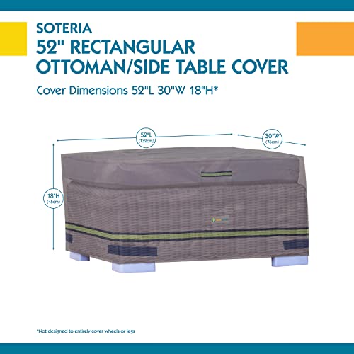 Duck Covers Soteria Waterproof 52 Inch Rectangular Patio Ottoman/Side Table Cover, Outdoor Ottoman Cover Grey #TOP7