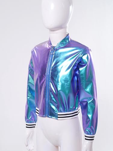 Kids Girls Shiny Metallic Jackets Boys Long Sleeve Motorcycle Coats Outerwear Hip Hop Jazz Performance Dancewear4