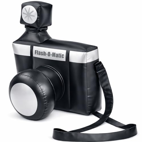 Inflatable Camara | Large Inflatable Clown Camera | Paparazzi & Photobooth Props | Oversized Camera Prop | Black/Silver | 10H x 7.5W x 5.5D Inches