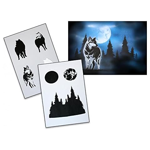UMR-Design AS-094 Wolf Airbrush Stencil Template Step by Step Size M Cover