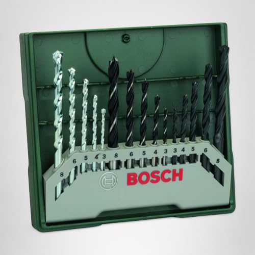 Miniatura 8 de Bosch 15 Uds. Set De Brocas Mini-X-Line Para Madera, Mampostería Y Metal, Accesorios Para Taladro